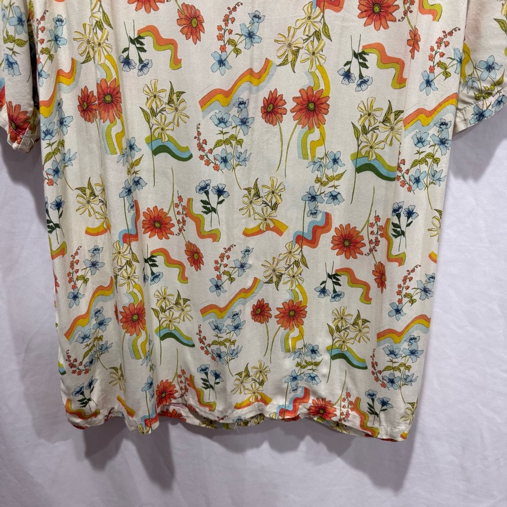 PacSun XL Retro Floral Button Shirt Hippie Pride Rave Festival Vacation Summer - Picture 9 of 12
